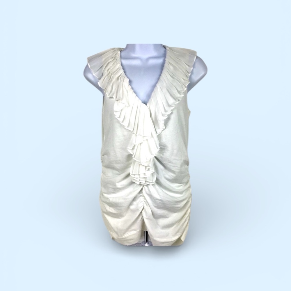 🌺SALE 🌺 Cabi Vintage 100% Silk  Cream Ruffled Top